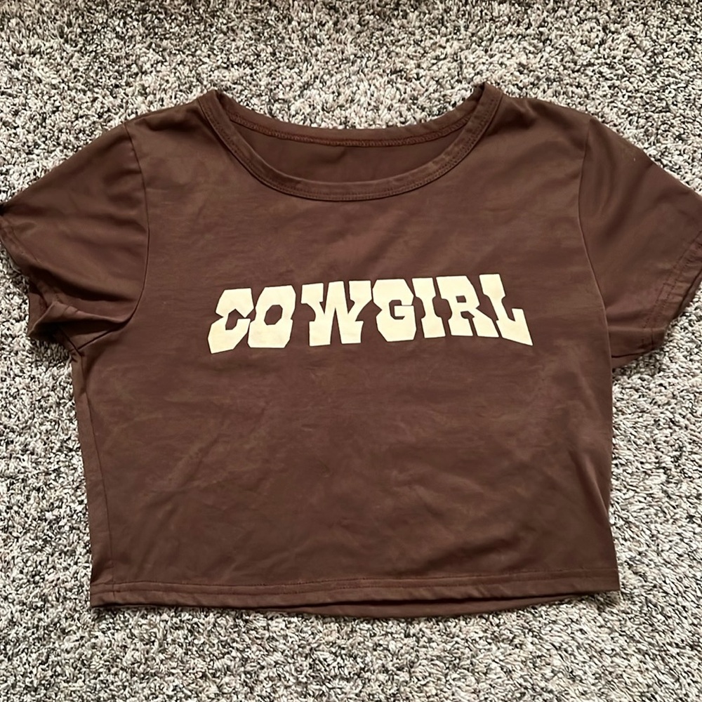 ‘Cowgirl’ brown crop top